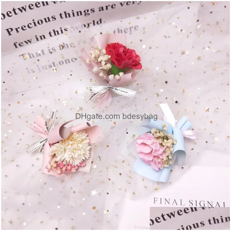 decorative flowers mini soap flower bouquet rose carnation artificial mothers day valentines business event gifts wedding souvenirs