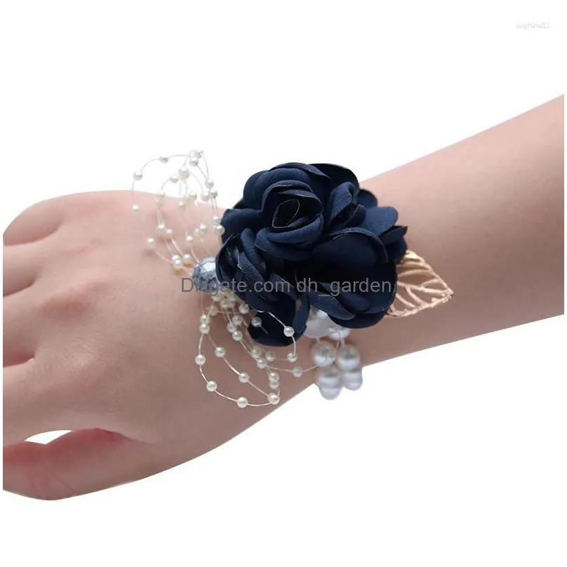 decorative flowers 9cm wrist flower bridesmaid sisters group wedding home decoration corsage with hand gift children dance