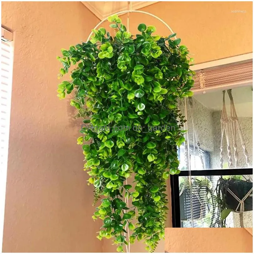 decorative flowers artificial vine eucalyptus wall hanging simulated green plants false home garden wedding outdoor decorati