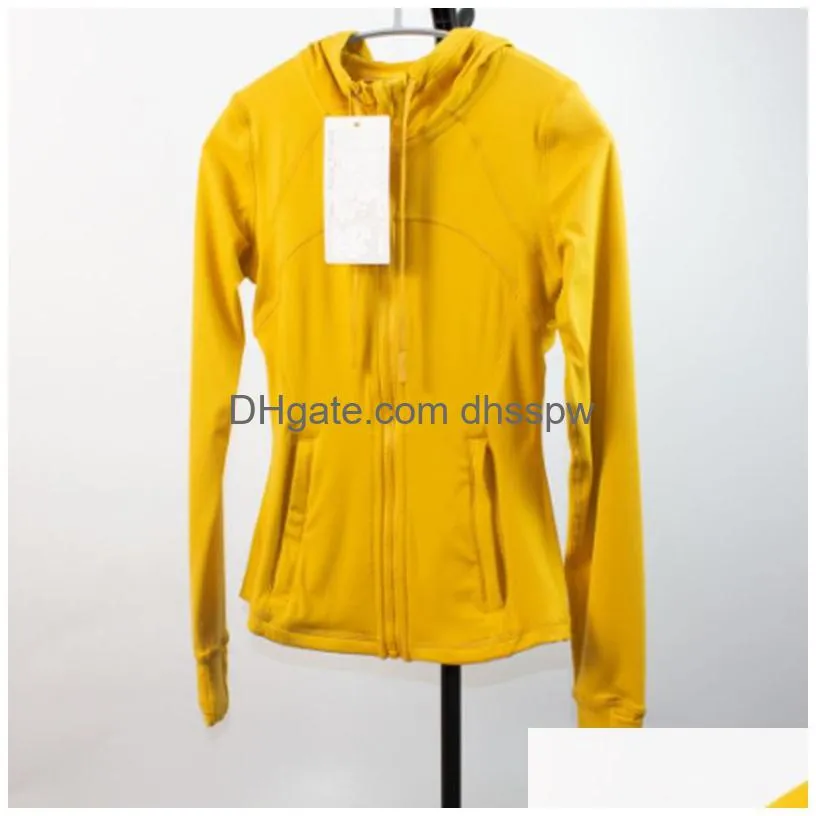 Woemns Jacket Hood Zipper Lu-088 Ladies Running Sports Slim Fit Y Quick Dry Breathable Fitness Workout Top Custom Logo Drop Delivery Dhn3B