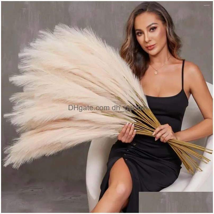 decorative flowers 39inch fluffy artificial pampas grass flower for decor boho bouquet wedding home christmas decoration fake reed