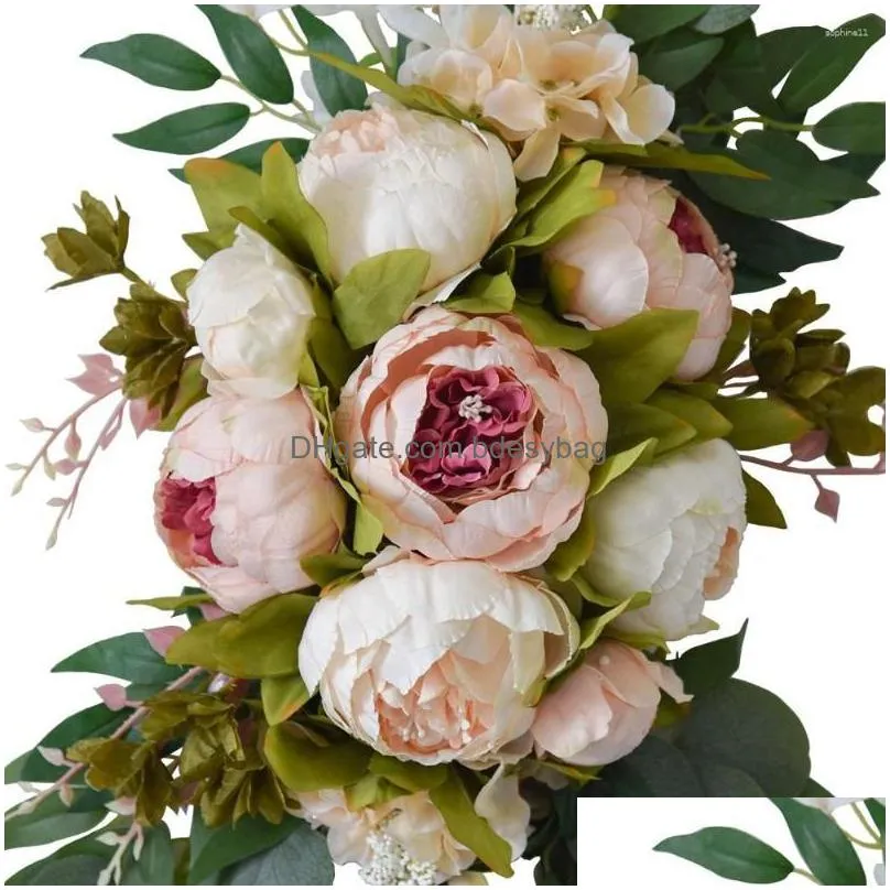 decorative flowers 2pcs artificial flower rose peony welcome wedding guest card decoration arch background wall