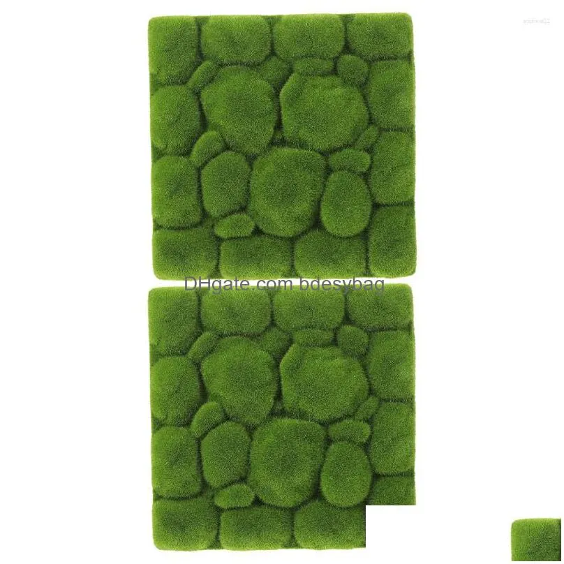 decorative flowers 2 pcs foam flocking simulation moss green background wall faux grass decor fake panel artificial micro scene pad