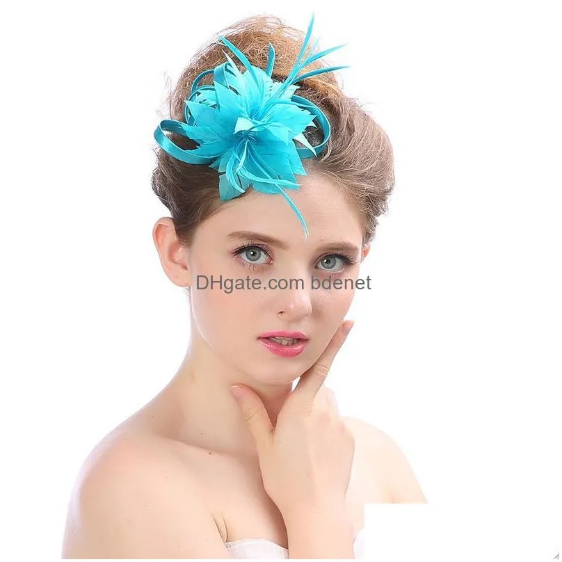 Hair Accessories European American Bride Hats British Elegant Feather Women Hairpin Lady Banquet Wedding Pography Props Headwear Drop Dhfx0