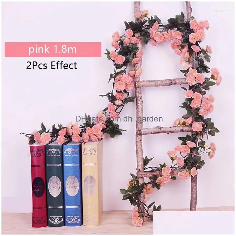 decorative flowers 69heads artificial rose vines 1.8m silk flower garland decor home garden wedding christmas decoration fake wreath