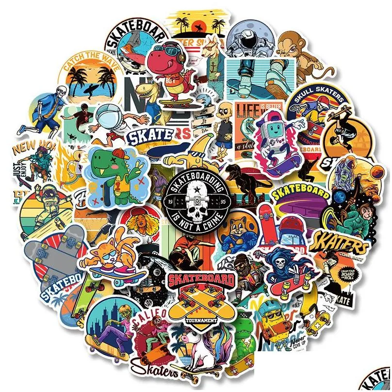 50pcs skateboard stickers sports graffiti sticker for water bottle laptop skateboard motorcycle waterproof decals