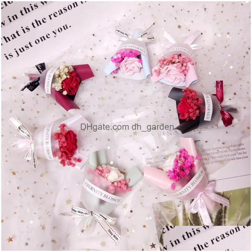 decorative flowers mini soap flower bouquet rose carnation artificial mothers day valentines business event gifts wedding souvenirs