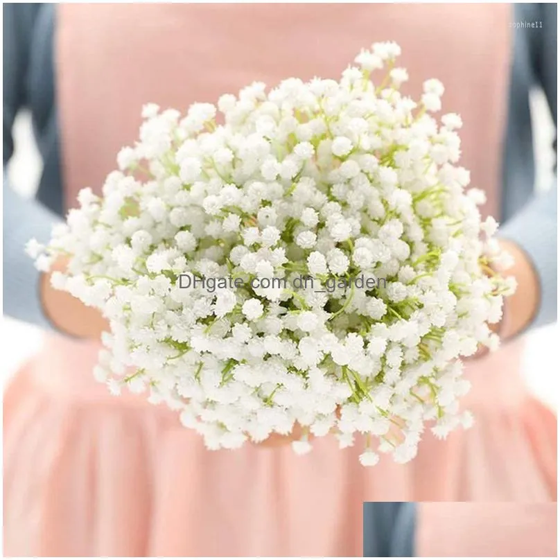 decorative flowers 90heads 52cm babies breath artificial plastic gypsophila diy floral bouquets arrangement for wedding home