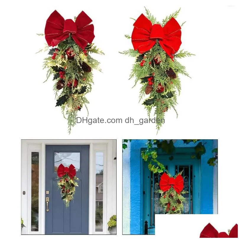 decorative flowers artificial christmas wreath green leaves outside for front door xmas party fireplace office porch living room