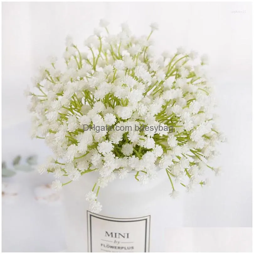 decorative flowers 20cm white babies breath artificial plastic gypsophila diy floral bouquets wedding party home arrangement decorations