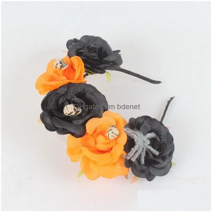 Headband Halloween Foam Skl Headwear Artificial Flower Head Buckles Party Cosplay Headband Adt Children Hair Accessories Drop Delivery Dhqiw