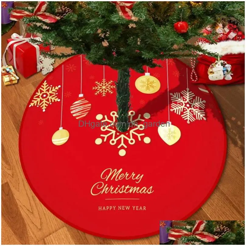 christmas decorations 72/92/122cm tree skirt red foot cover santa claus snowflake carpet base mat