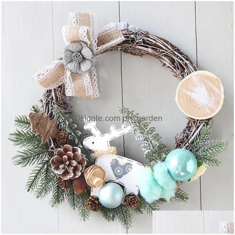 decorative flowers christmas wreath big red flower berry navidad party wall door window fireplace staircase garden 2023