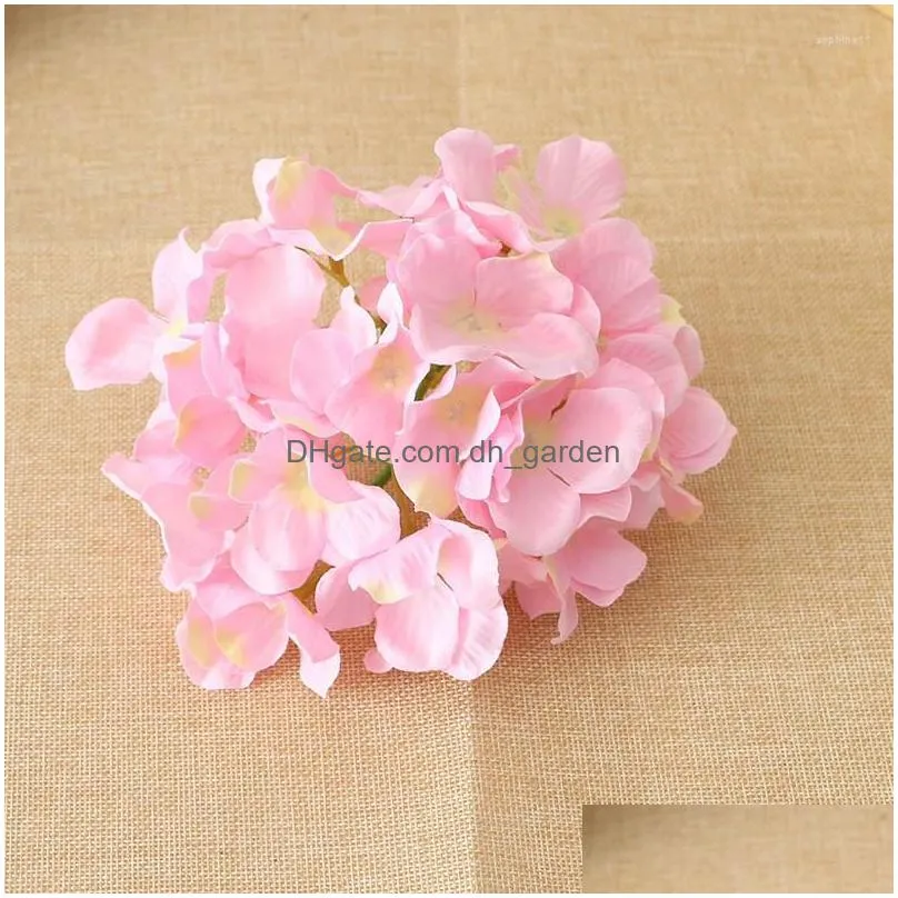 decorative flowers 9pcs hydrangea flower heads artificial wall silk fake for home wedding background decoration