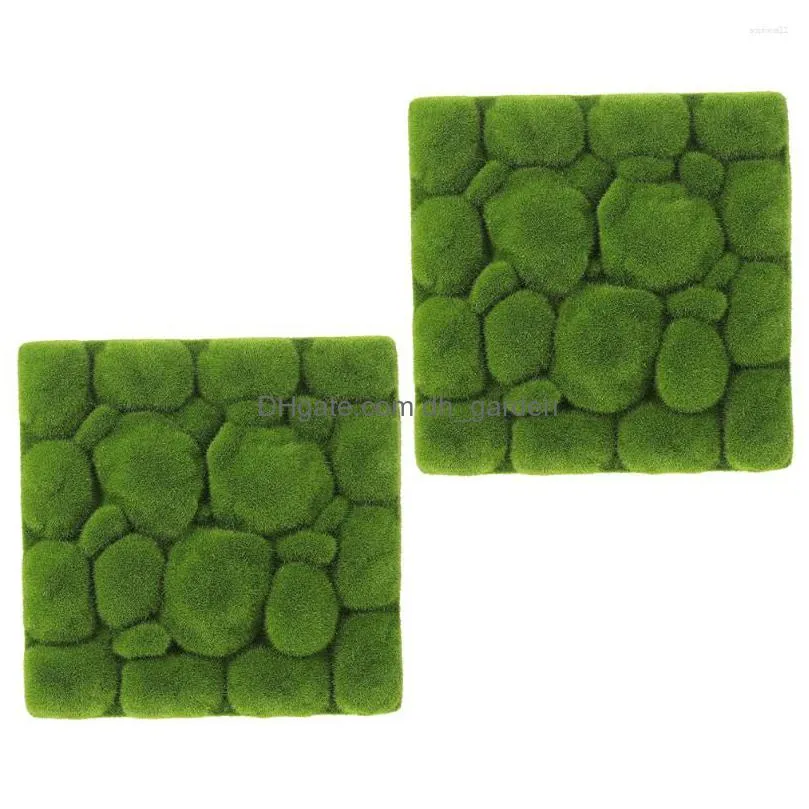 decorative flowers 2 pcs foam flocking simulation moss green background wall faux grass decor fake panel artificial micro scene pad