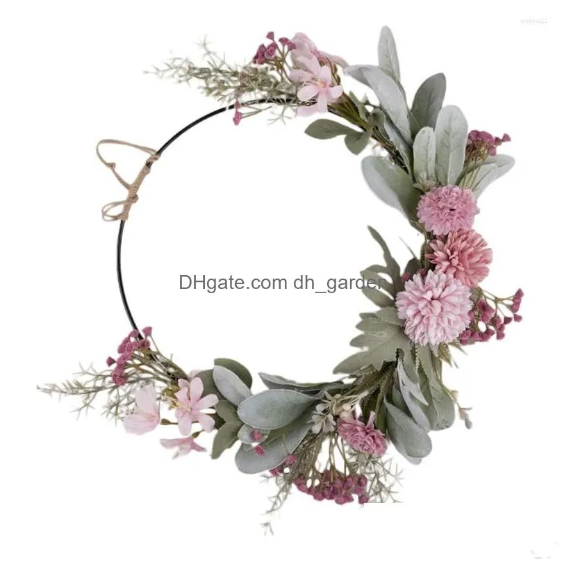 decorative flowers spring outdoor decor artificial garland home hanging wreath festival pendant crafts iron window