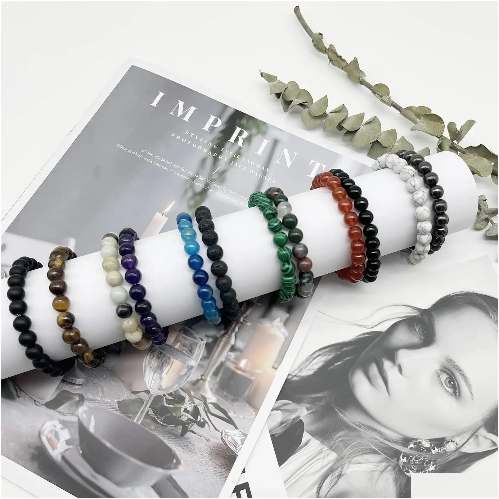 Beaded Strands 8Mm Gemstones Bracelets For Men Women Stone Healing Bead Semiprecious Stretch Round Crystal Unisex Drop Deli Amajewelry