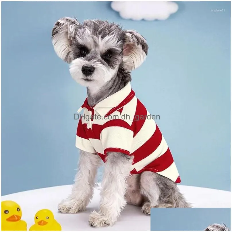 dog apparel pet polo shirt collar elastic t-shirt cat stripe clothes 2023 spring/summer
