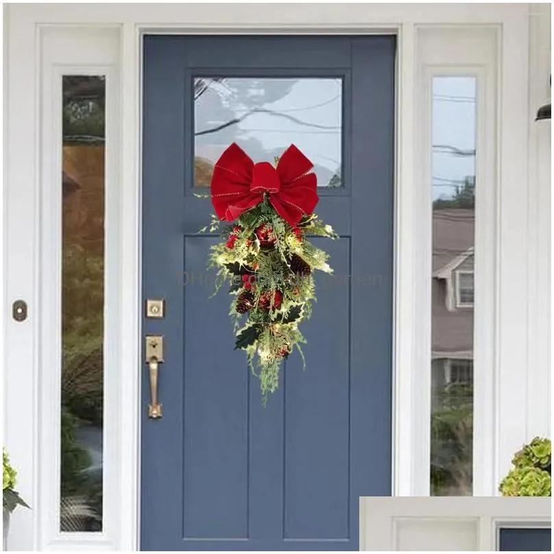 decorative flowers artificial christmas wreath green leaves outside for front door xmas party fireplace office porch living room