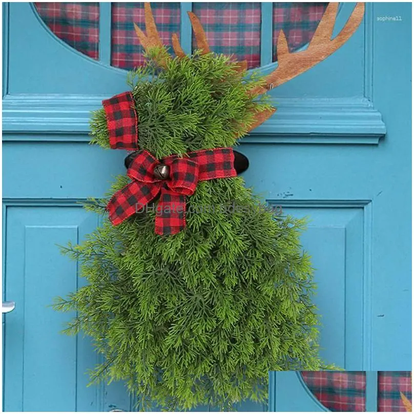 decorative flowers christmas wreath artificial pine needle elk door for outdoor home decorations xmas hanging decoration party