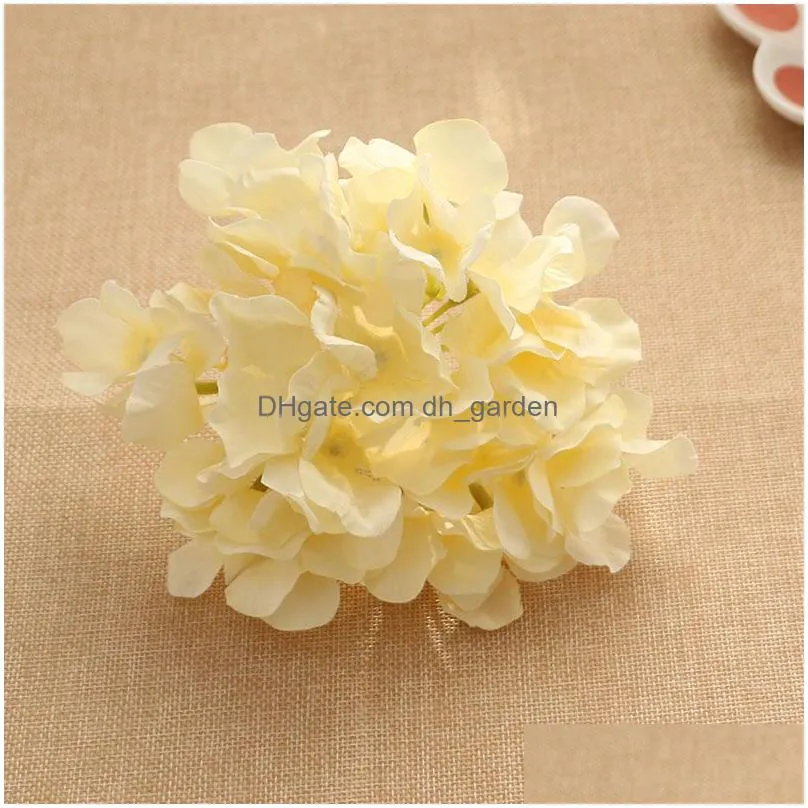 decorative flowers 9pcs hydrangea flower heads artificial wall silk fake for home wedding background decoration