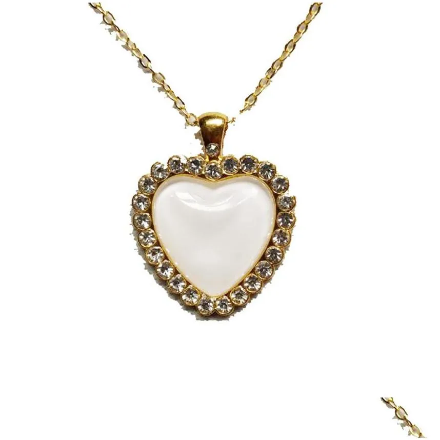 aluminum alloy sublimation necklace sublimation blanks crystal necklace cuatomize valentines gift fashion diy necklace heart shape 428