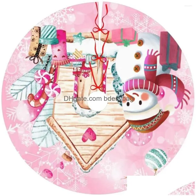 christmas decorations tree skirt xmas skirts farmhouse merry mat for pink cute snowman