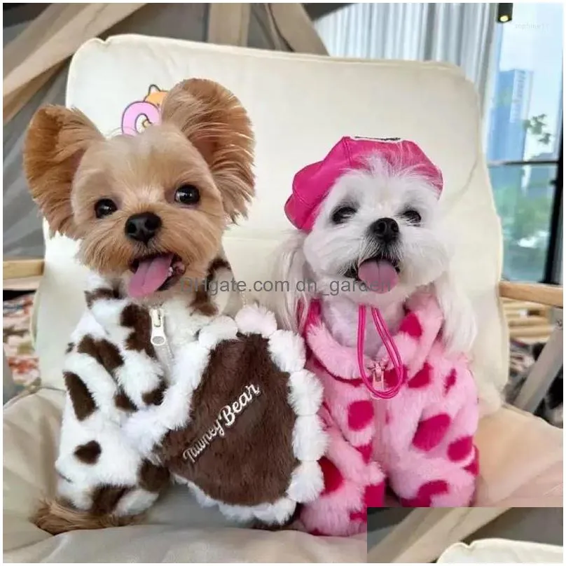 dog apparel fleece heart coat jacket pet clothing sweet dogs clothes thicker soft pink warm autumn winter fashion girl yorkies ropa