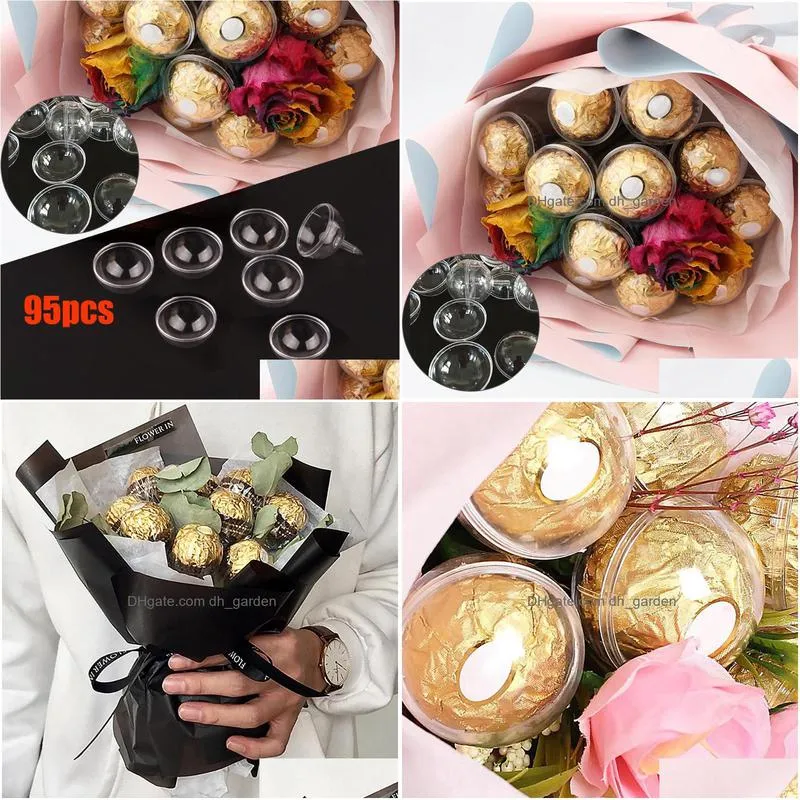 party decoration 95pcs chocolate storage balls diy open plastic clear fillable bauble ornament gift present candy box case bouquet