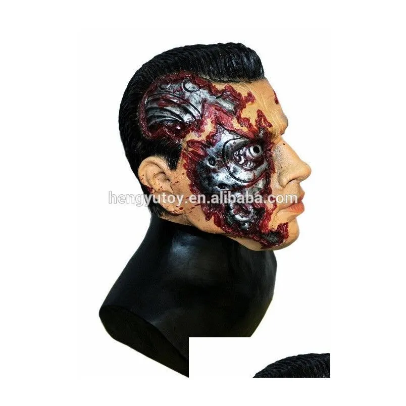 Party Masks Party Masks Realistic Arnold Schwarzeer Mask Latex Robot Terminator Fancy Dress Masquerade Movie 230713 Drop Delivery Home Dhsmt