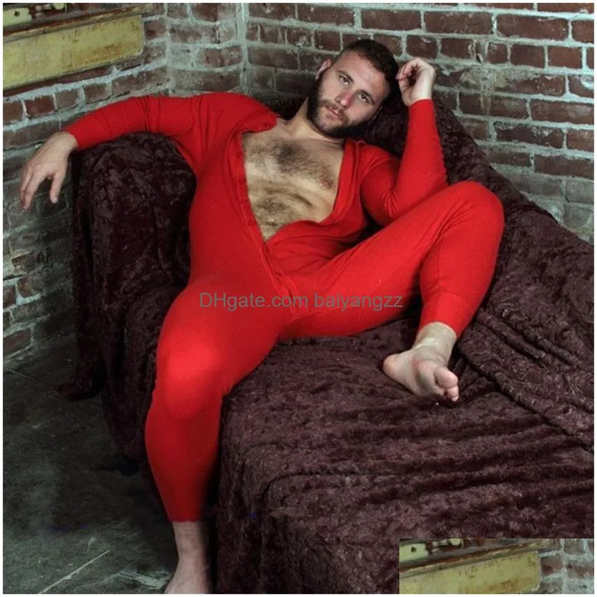 Men`S Sleepwear Y Men Sleepwear Mens Stretch Leotard Underwear Pajamas Comfortable And Soft Bodysuit Long Sleeve Drop Delivery Apparel Dh8Te