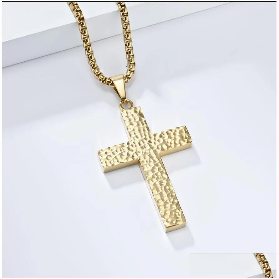 Pendant Necklaces 18K Solid Gold Filled Crucifix Jesus Cross Stunning Chain Necklace Gift Mti-Style Design Select Manufacturers Dhubp