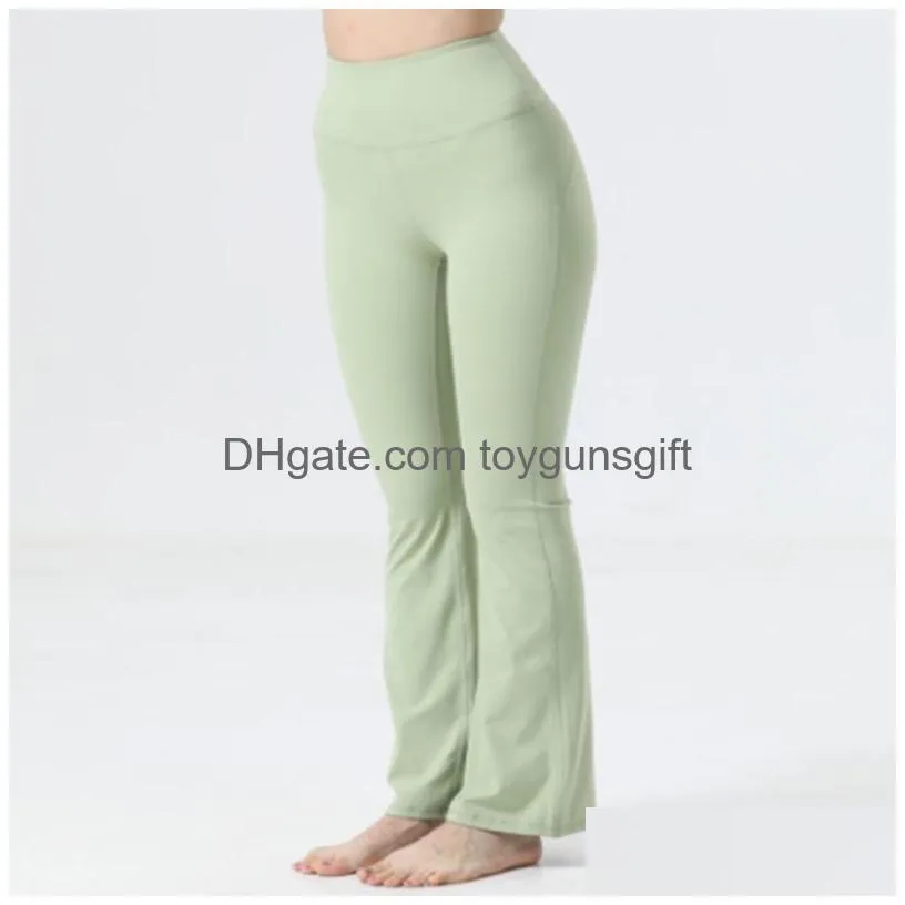 Women Yoga Pants Running Street Groove Flares High Waist Tight Belly Sports Workout Y Nine Minutes Drop Delivery Dhlz8