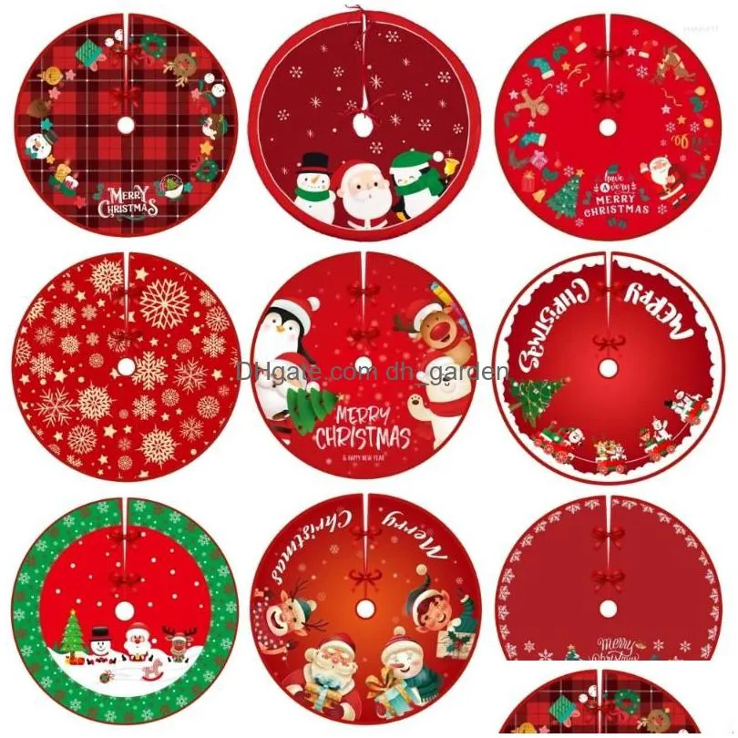 christmas decorations 90cm tree skirt red foot cover santa claus snowflake carpet base mat xmas