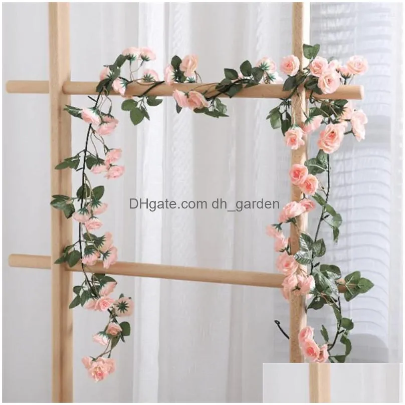 decorative flowers 69heads artificial rose vines 1.8m silk flower garland decor home garden wedding christmas decoration fake wreath