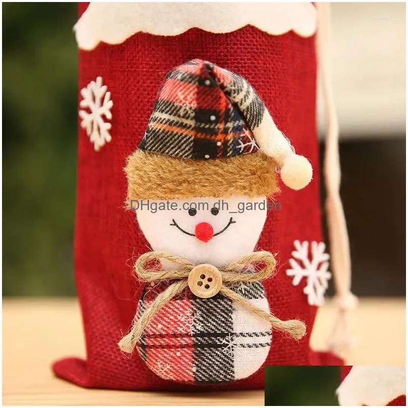 christmas decorations linen santa claus snowman gift bag merry table for home xmas ornaments navidad wine bottle cover