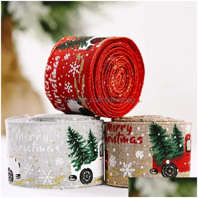 christmas decorations 5m 5cm wide wired ribbonxmas snowflake ribbon for gift wrapping diy crafts year