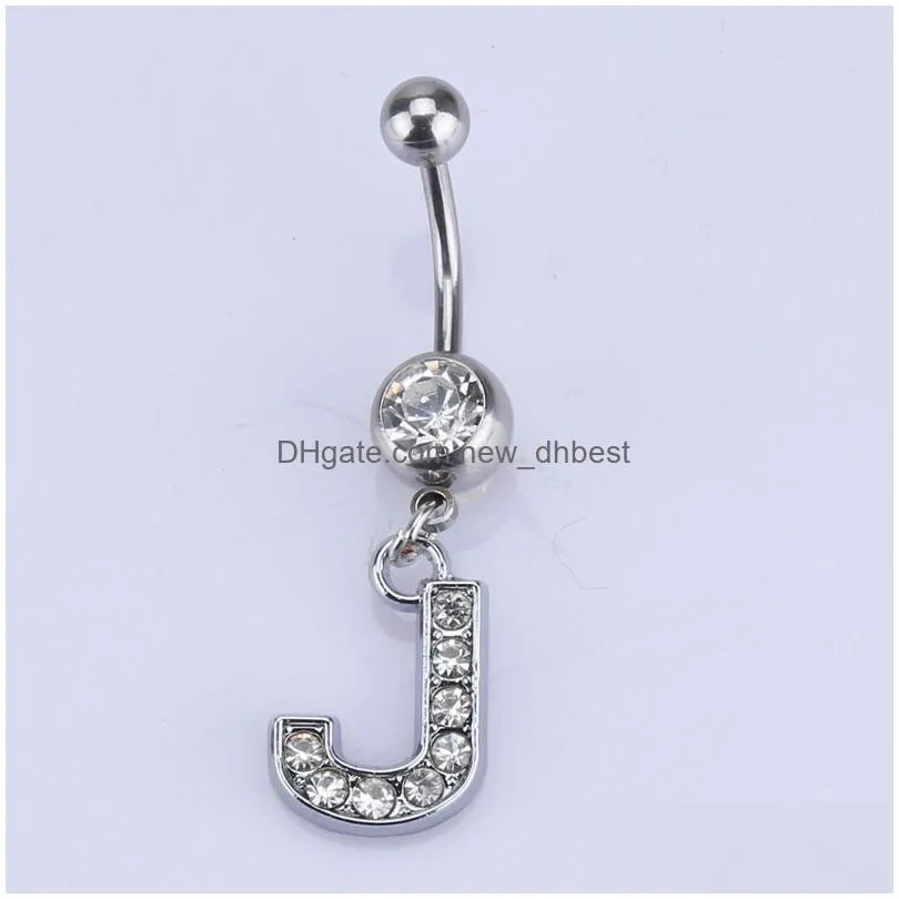 Hoop & Huggie Ship English Letterjewelry A-Z Allergy Prevention Human Puncture Womens Jewelry Bellybutton Nail Ring Quick Sell Drop De Dhic4