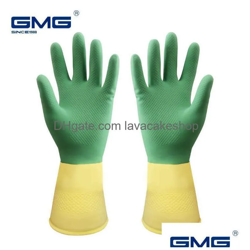 wholesale dishwashing gloves clean waterproof housework latex warm glove dust stop cleaning long rubber kitchen tools