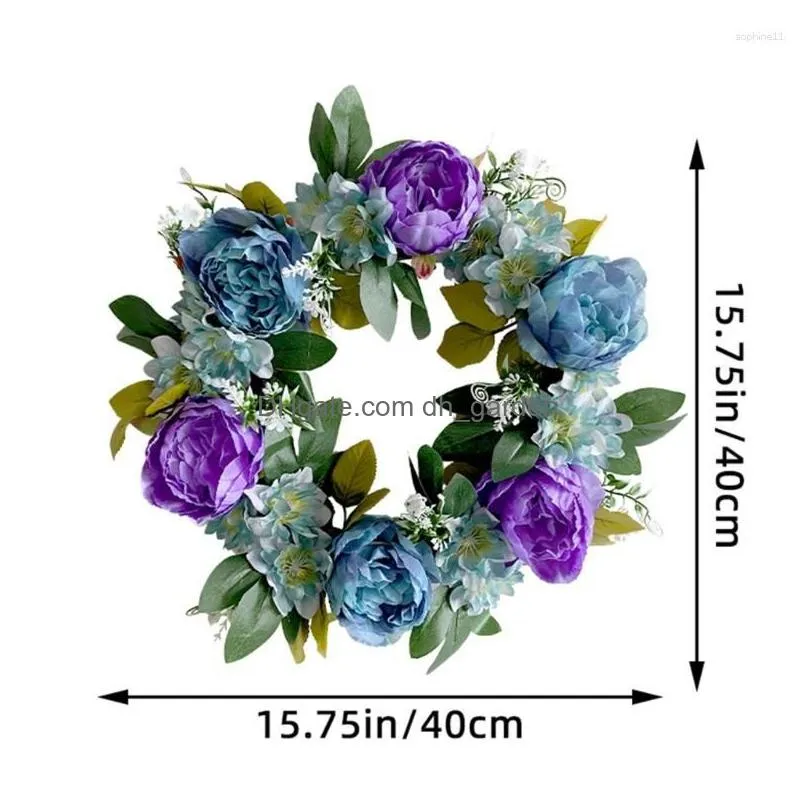 decorative flowers artificial summer wreaths with blue for farmhouse home wedding