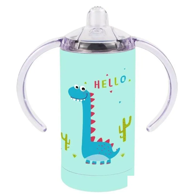 sublimation 12oz straight sippy cup diy blank stainless steel water bottles vacuum baby milk bottle with nipple insulated mug for born