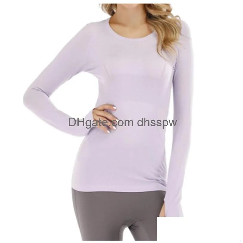 Womens Sports Long Sleeve T-Shirt Lu-088 Yoga Wear Swiftly Women Quick-Drying Sport Sleeved Nylon High Elastic Fabric Drop Delivery Dhqif
