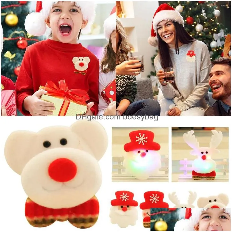 party decoration 4 christmas led flashing brooch pins lighted bear santa snowman ornaments kids