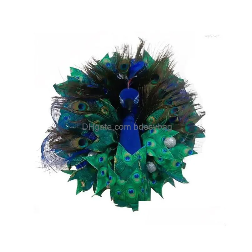 decorative flowers gorgeous peacock wreath venue layout door hanging eye-catching farmhouse decoration feath