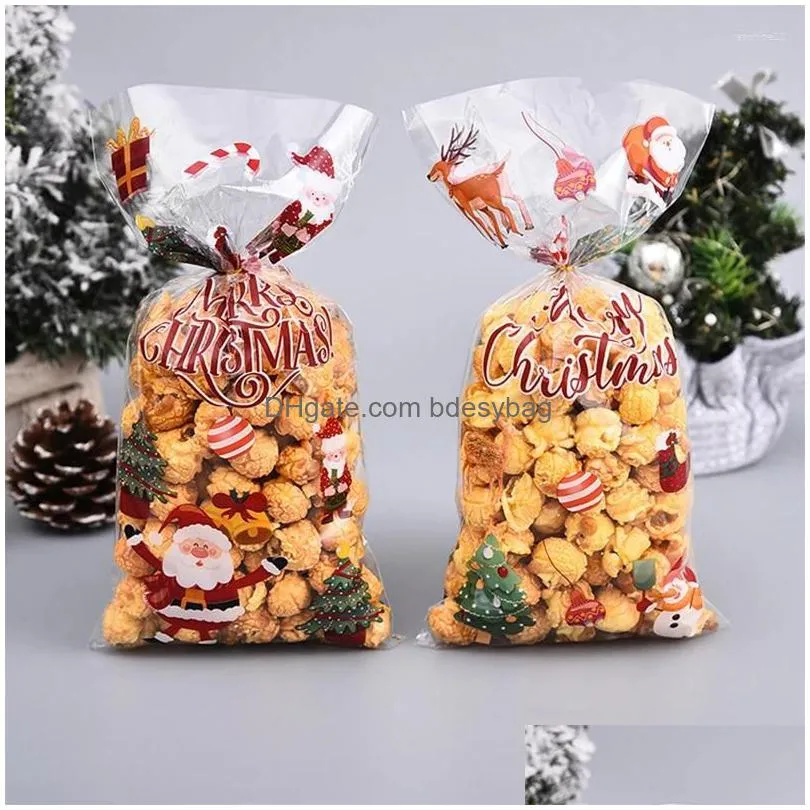 gift wrap 50pcs christmas candy bgas snowman cookie packaging bags 2023 decoration for home navidad noel year kids bag