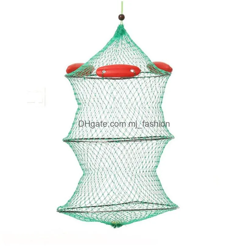 Fishing Accessories Fishing Net Tackle Folded Portable Trap Cage Boat Accessories Three Floating Ball Casting Network 220812 Drop Deli Dhuox