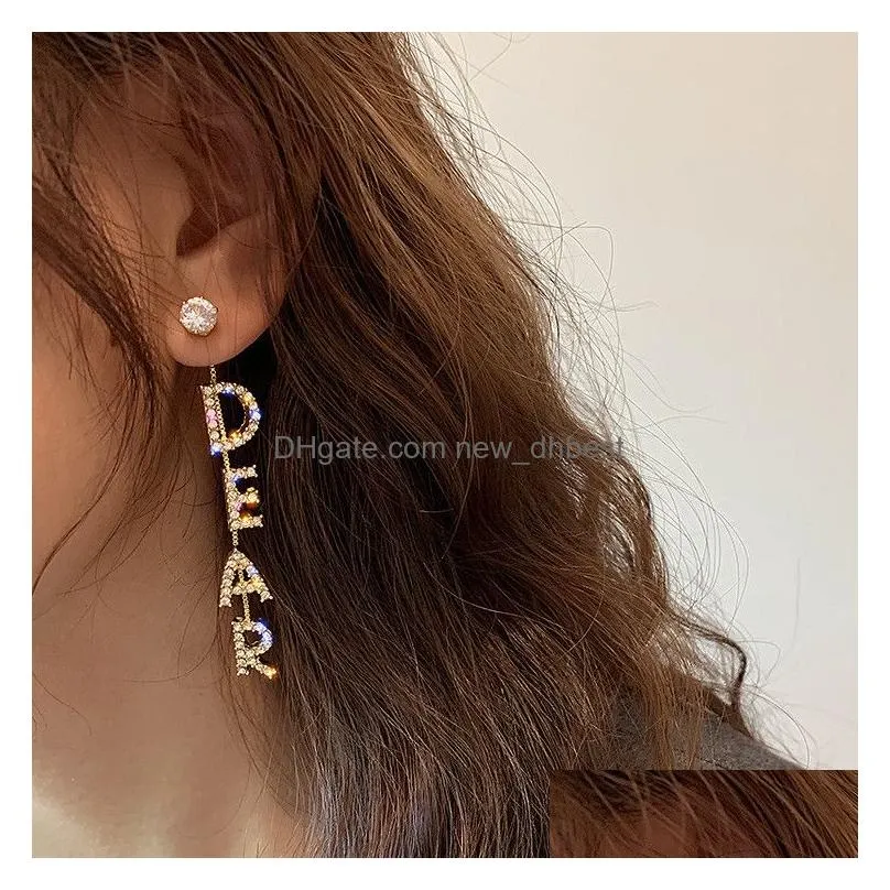 Ear Cuff Ship Ornament Charm Earring Fl Diamond Letter Earrings Temperament Personality Female Pearl Accessories Drop Delivery Jewelry Dhex8