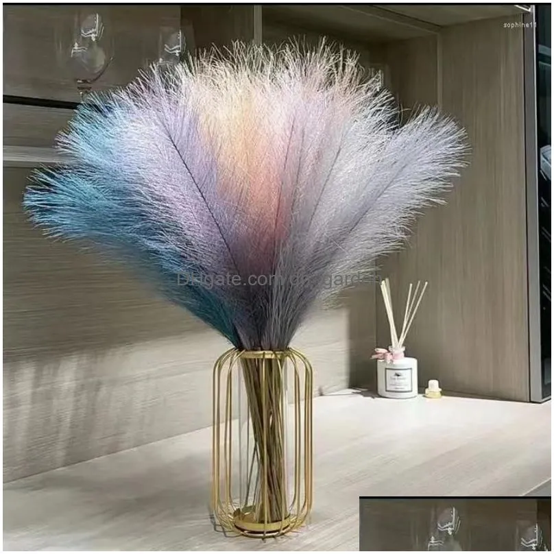 decorative flowers 10/20pcs artificial pampas grass bouquet for home bedroom wedding decoration fake plant boho party decor diy reed