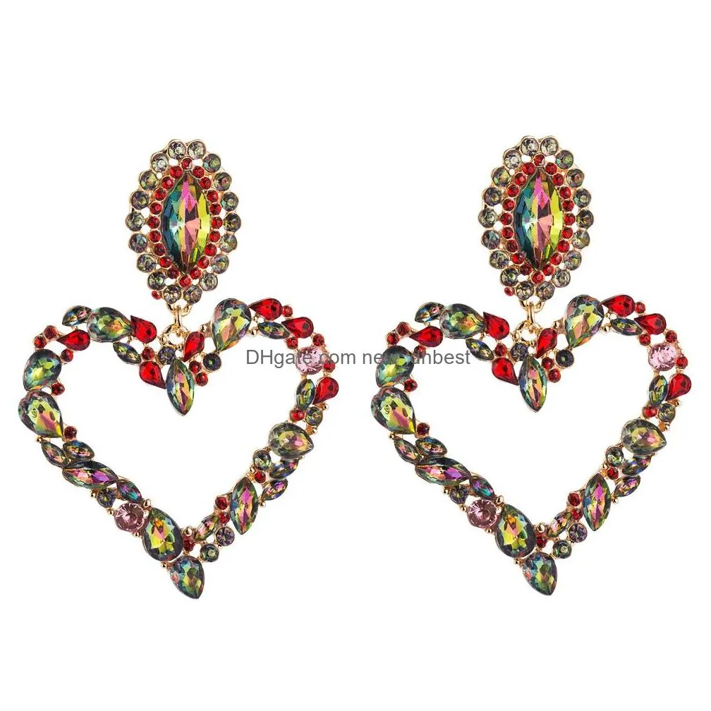 Beaded Necklaces Heart Shaped Alloy Inlaid Color Diamond Retro Fl Earrings In Europe And America Drop Delivery Jewelry Necklaces Penda Dhipg