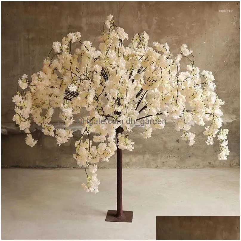 decorative flowers 2pcs artificial cherry tree simulation plant fake simulated flower living room el wedding decoration home party